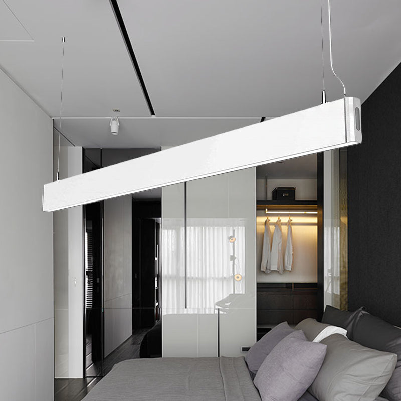 Minimal Metal LED Linear Pendant Lamp - White/Black Hanging Light Kit in White/Warm/Natural Light