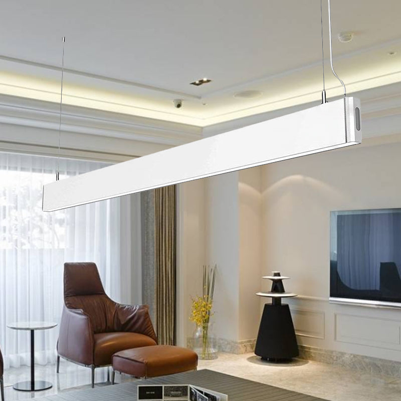 Minimalistic Led Linear Pendant Lamp In White/Black - Multiple Light Options Hanging Kit White /