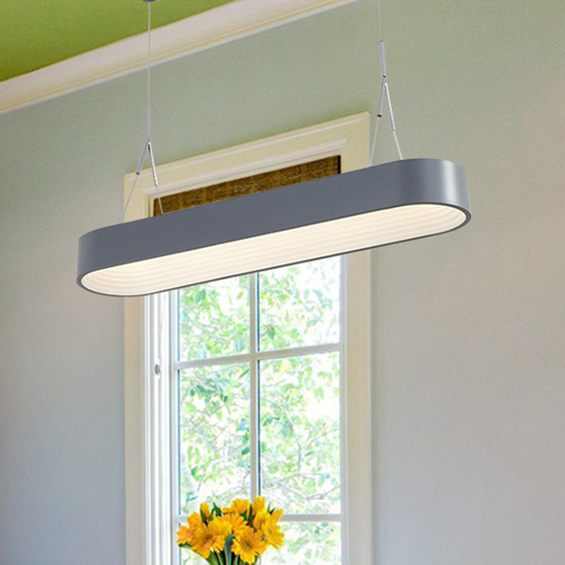 Nordic Elliptical Pendant Light Fixture - Metal White/Gray Dining Room Ceiling Hanging