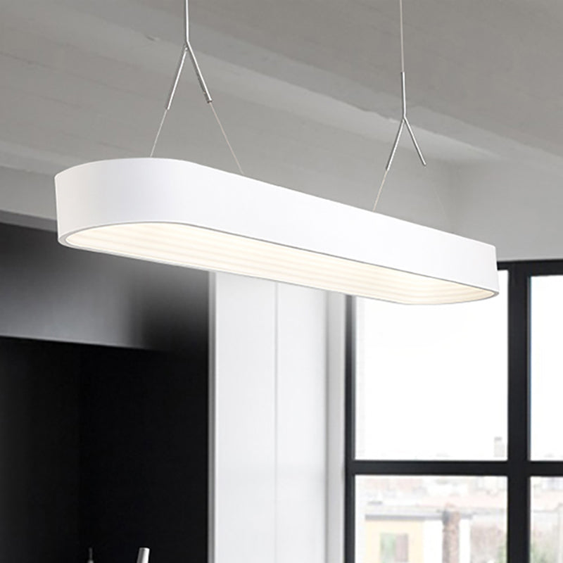 Nordic Elliptical Pendant Light Fixture - Metal White/Gray Dining Room Ceiling Hanging