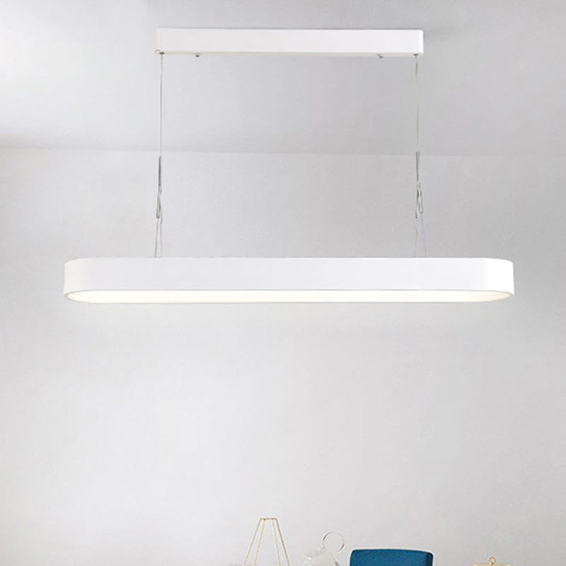 Nordic Elliptical Pendant Light Fixture - Metal White/Gray Dining Room Ceiling Hanging