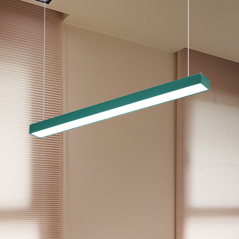Modern Rectangular Linear Pendant Lighting - Vibrant LED Metal Hanging Lamp for Office