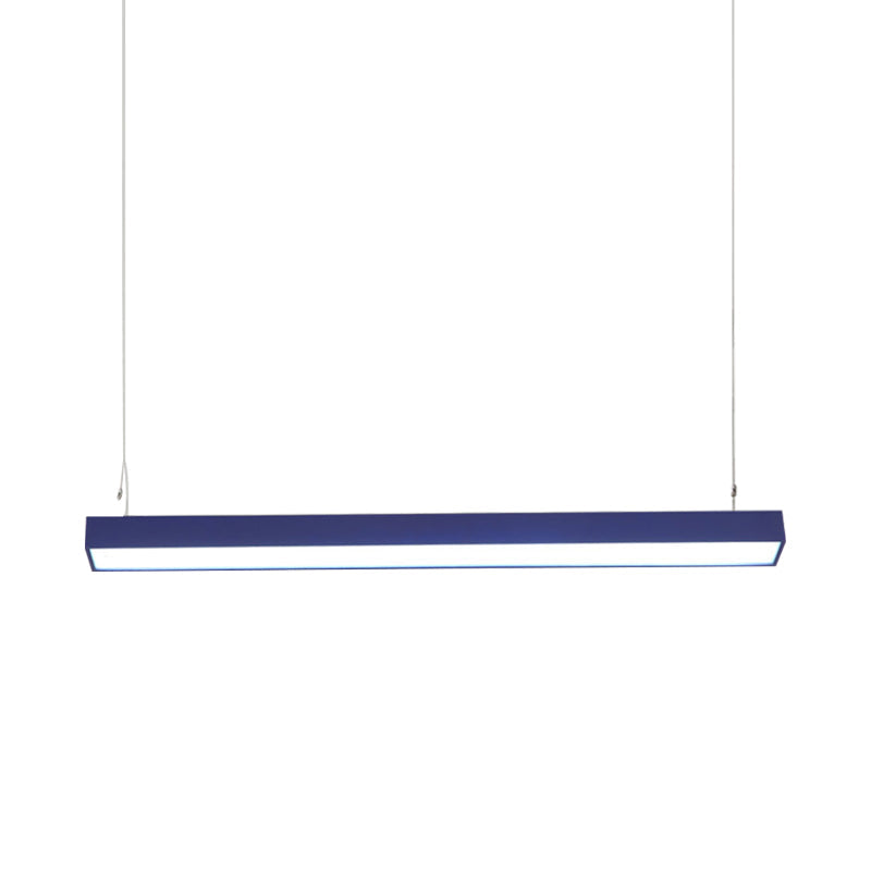 Modern Rectangular Linear Pendant Lighting - Vibrant LED Metal Hanging Lamp for Office
