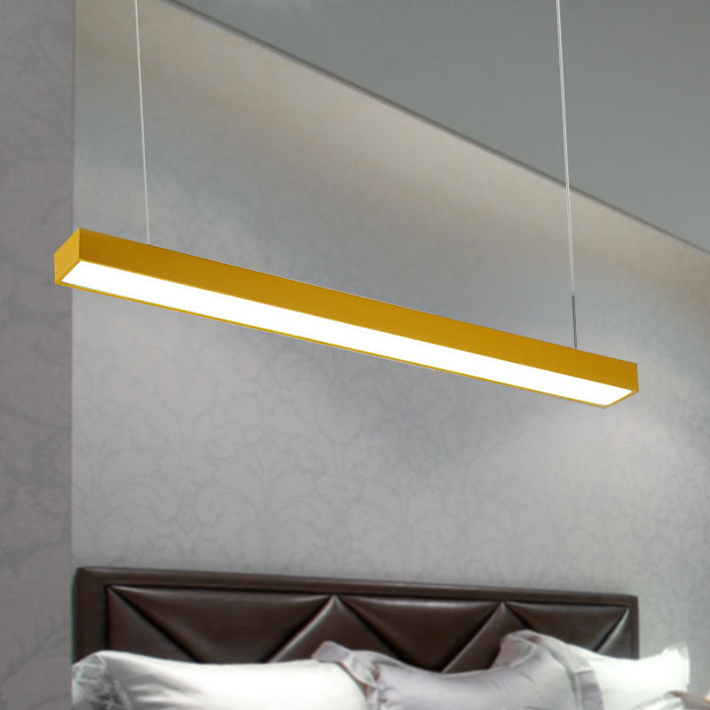 Modern Rectangular Linear Pendant Lighting - Vibrant LED Metal Hanging Lamp for Office