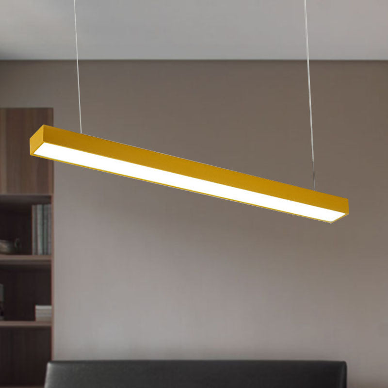 Modern Rectangular Linear Pendant Lighting - Vibrant LED Metal Hanging Lamp for Office