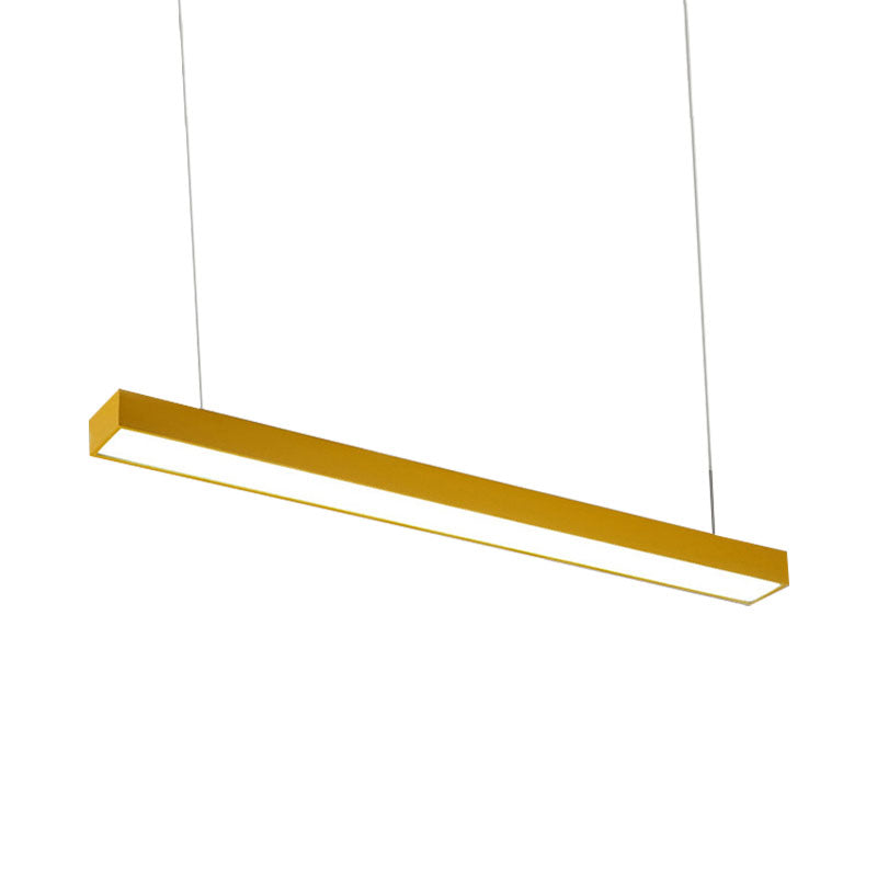 Modern Rectangular Linear Pendant Lighting - Vibrant LED Metal Hanging Lamp for Office