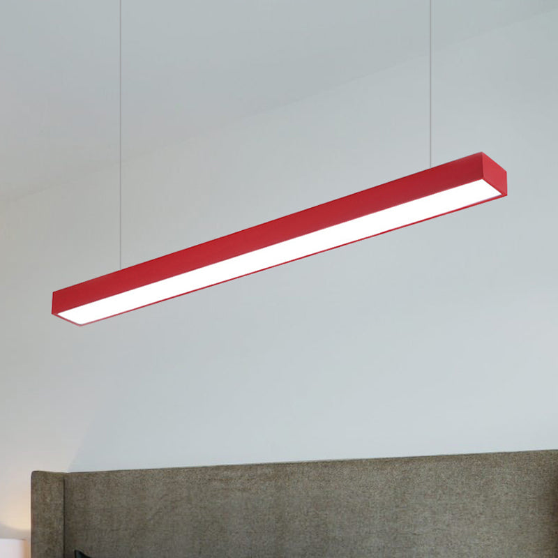 Modern Rectangular Linear Pendant Lighting - Vibrant LED Metal Hanging Lamp for Office