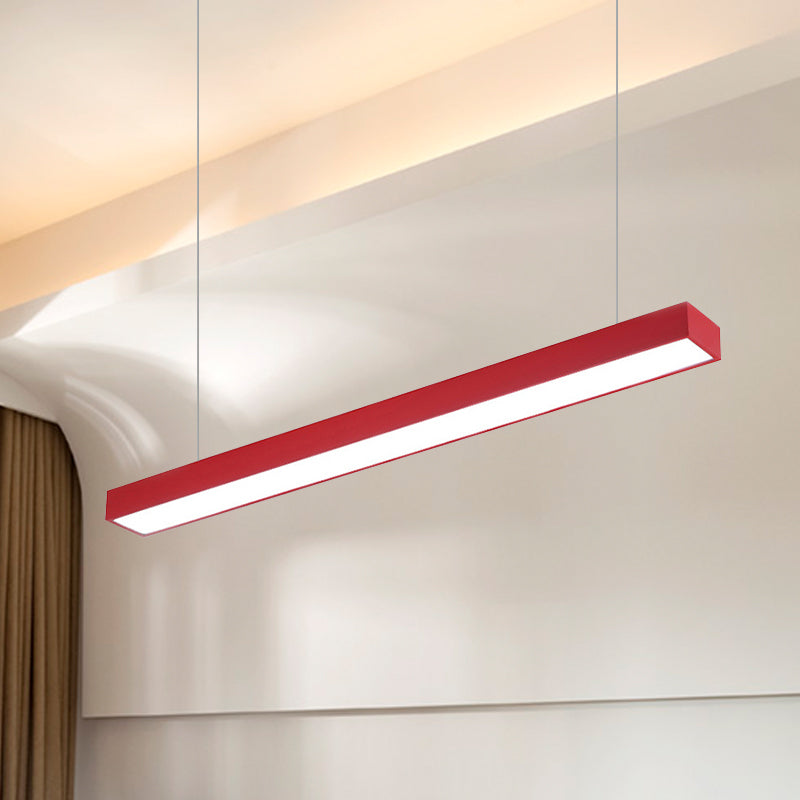 Modern Rectangular Linear Pendant Lighting - Vibrant LED Metal Hanging Lamp for Office