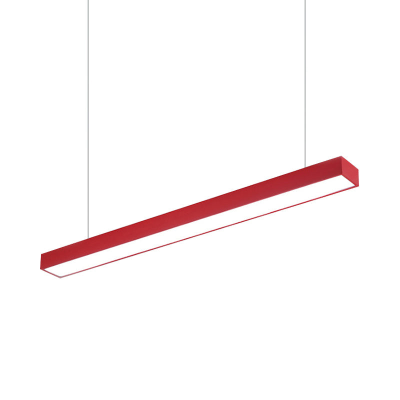 Modern Rectangular Linear Pendant Lighting - Vibrant LED Metal Hanging Lamp for Office