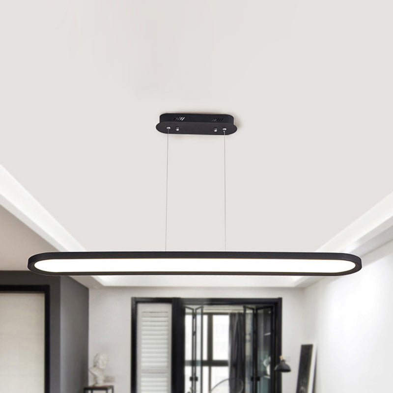 Plafonnier LED ovale en acrylique de 23,5"/35,5"/47" de large, gradation continue, chaud/blanc, télécommande (blanc/noir/marron)