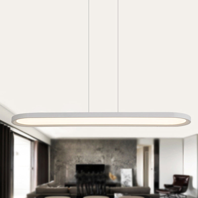 Plafonnier LED ovale en acrylique de 23,5"/35,5"/47" de large, gradation continue, chaud/blanc, télécommande (blanc/noir/marron)