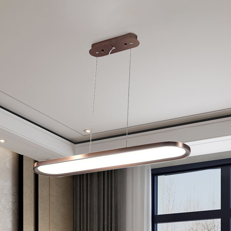 Plafonnier LED ovale en acrylique de 23,5"/35,5"/47" de large, gradation continue, chaud/blanc, télécommande (blanc/noir/marron)