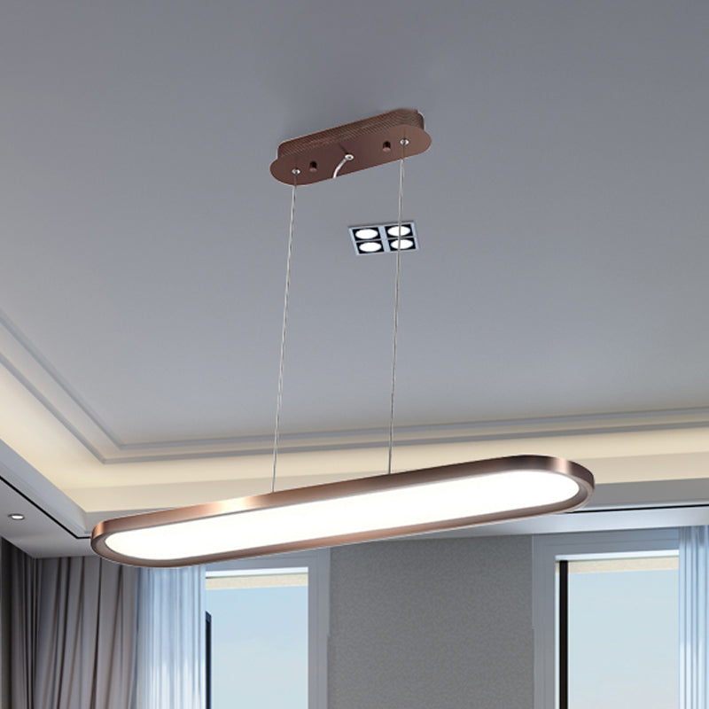 Plafonnier LED ovale en acrylique de 23,5"/35,5"/47" de large, gradation continue, chaud/blanc, télécommande (blanc/noir/marron)