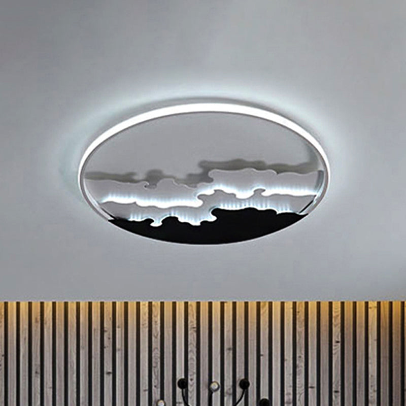 Led Bedroom Flush Light - 16/19.5/23.5 Dia Ceiling Mounted Lamp In White/Black Warm/White Black / 16