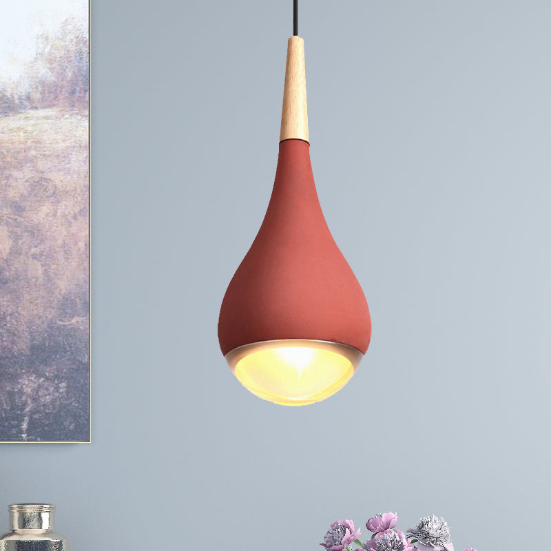 Modern Cement Nordic Pendant Light: Grey/Red/Green Hanging Ceiling Red