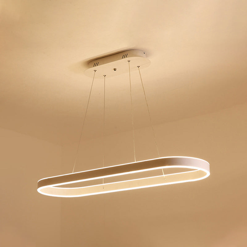 Plafonnier à LED ovale doré/blanc - 31,5"/39"/47" de large - Style minimaliste - Lumière chaude/blanche - Au-dessus de l'îlot
