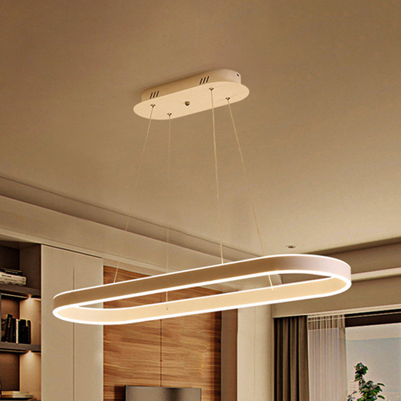 Plafonnier à LED ovale doré/blanc - 31,5"/39"/47" de large - Style minimaliste - Lumière chaude/blanche - Au-dessus de l'îlot