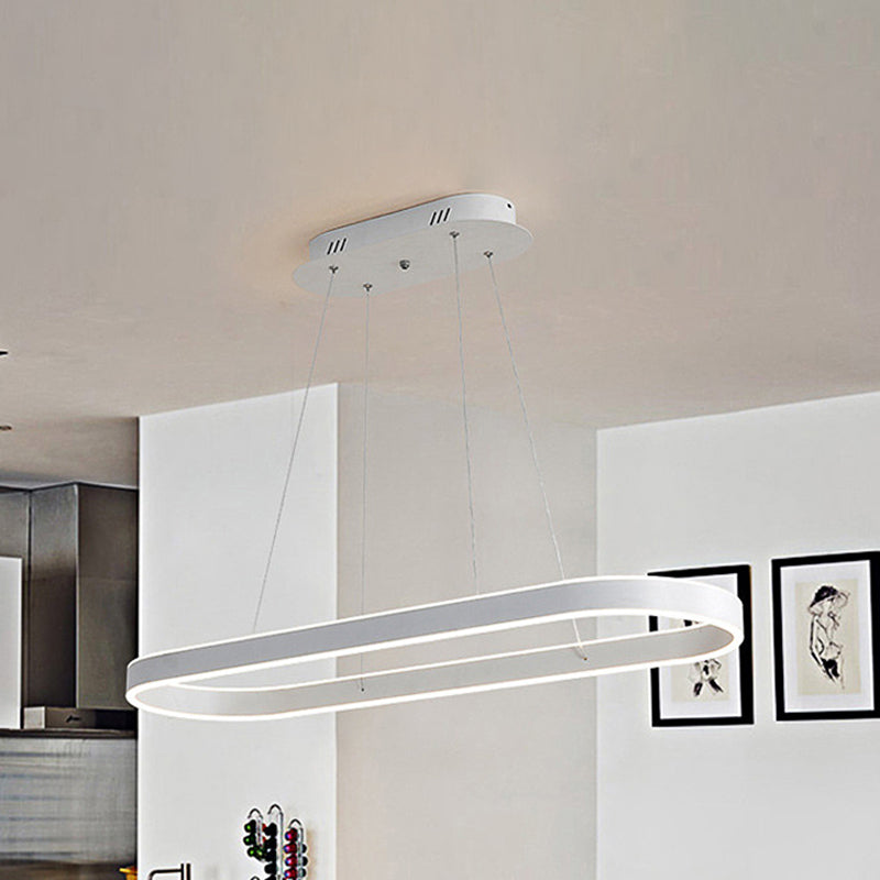 Plafonnier à LED ovale doré/blanc - 31,5"/39"/47" de large - Style minimaliste - Lumière chaude/blanche - Au-dessus de l'îlot