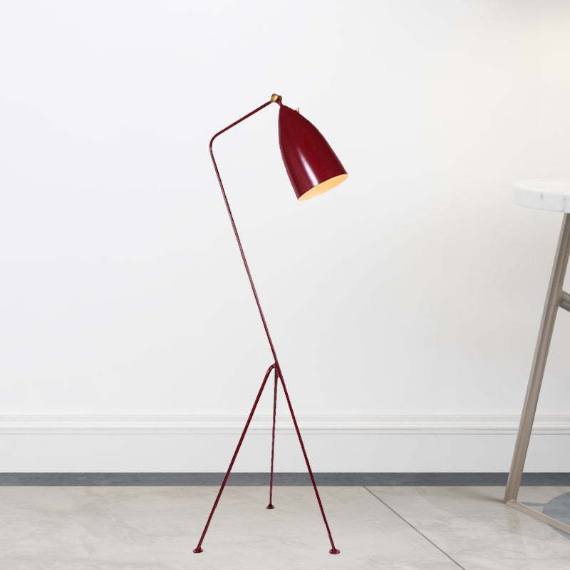Modern Tripod Floor Lamp With Bell Shade - Metallic Design 1 Light Black/White Perfect For Bedroom