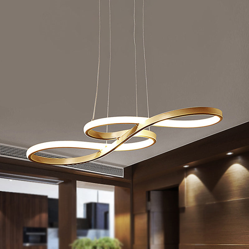 Modernism LED Ceiling Pendant with Acrylic Shade - Black/White/Gold - Twisted Hanging Lamp in Warm/White/Natural Light - 29.5"/39" Wide