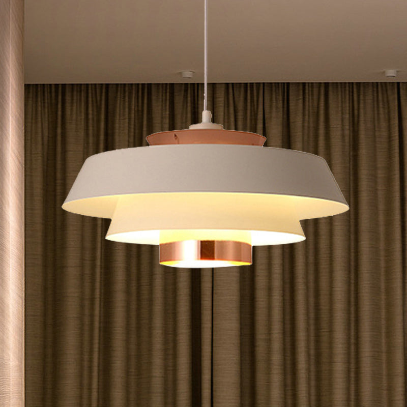 Contemporary 3-Tiered Metal Pendant Ceiling Light with 1 Bulb for Dining Room - Black/White