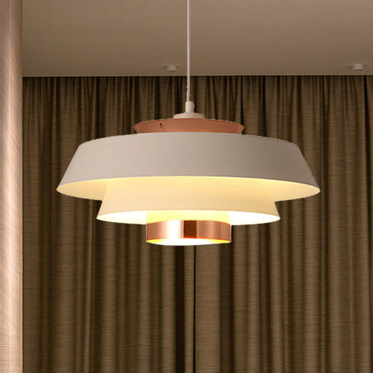 Contemporary 3-Tiered Metal Pendant Ceiling Light with 1 Bulb for Dining Room - Black/White