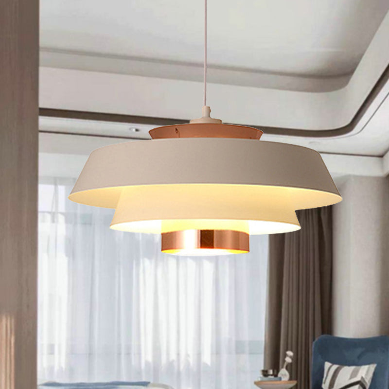 Contemporary 3-Tiered Metal Pendant Ceiling Light with 1 Bulb for Dining Room - Black/White