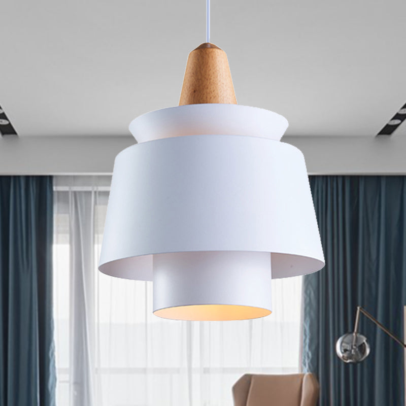 Modern Black/White Pendant Light for Dining Room with Metal Shade