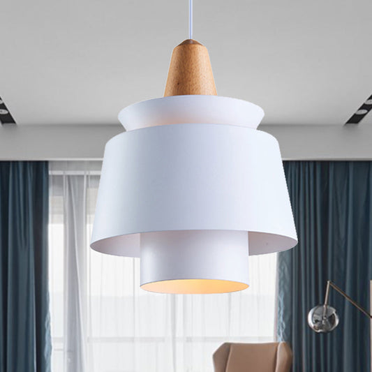 Modern Black/White Pendant Light for Dining Room with Metal Shade