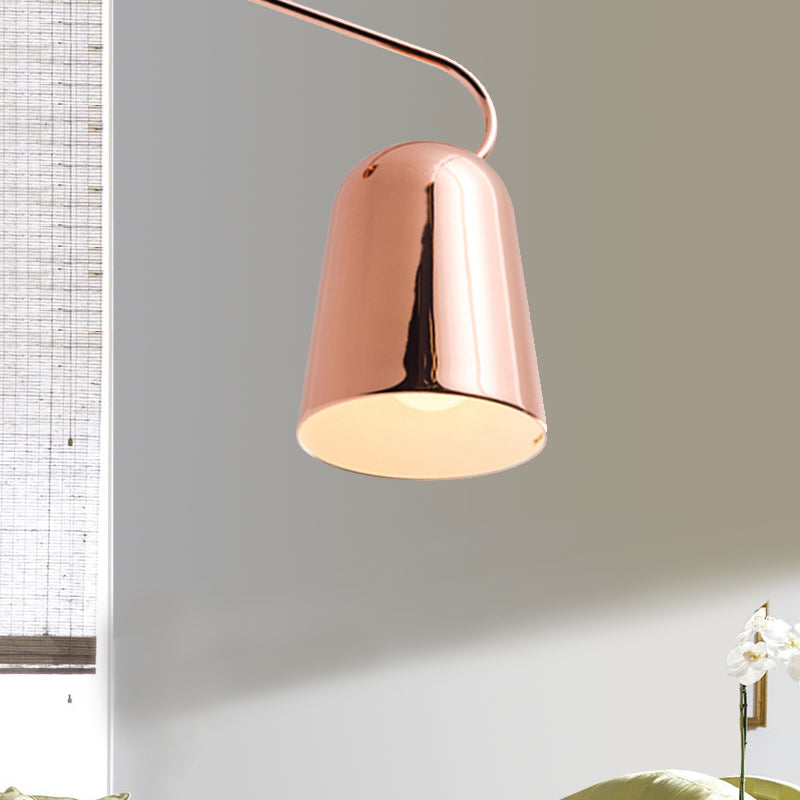 Modern 1-Light Dining Room Pendant with Metal Bell Shade - Black/White