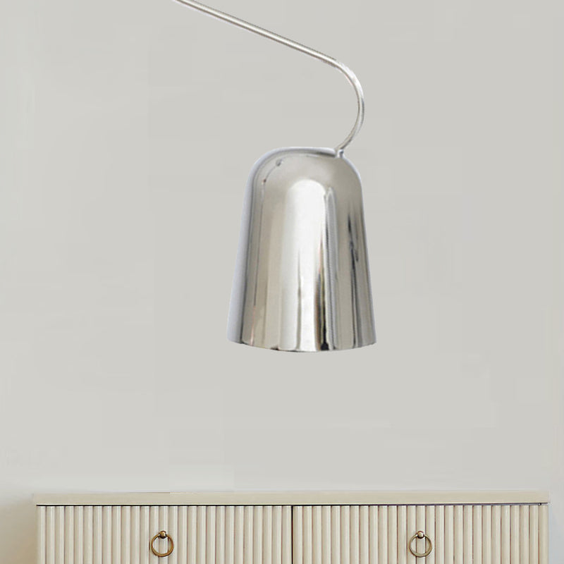 Modern 1-Light Dining Room Pendant with Metal Bell Shade - Black/White