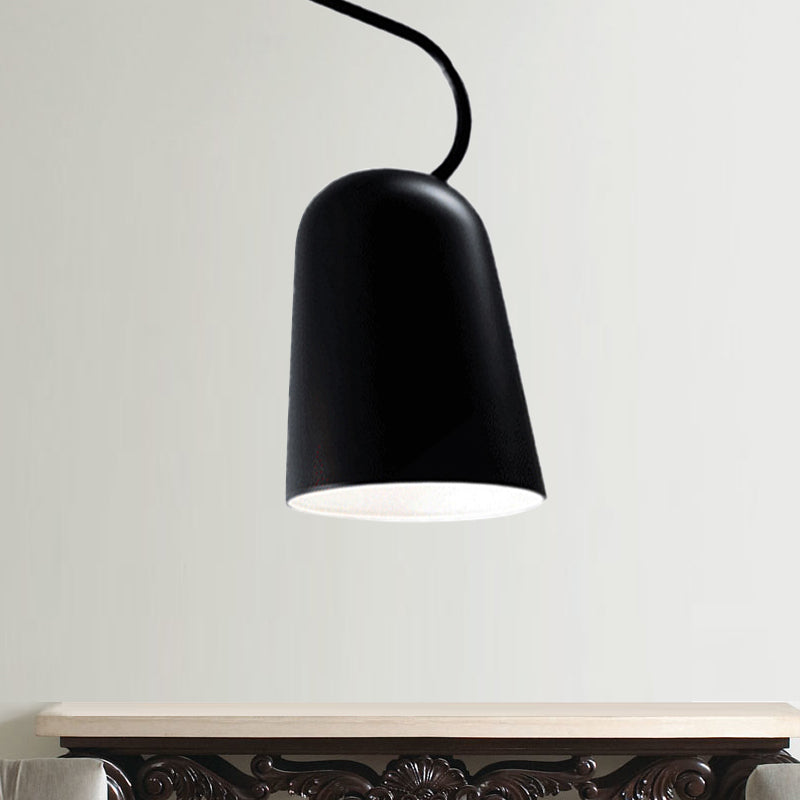 Modern 1-Light Hanging Pendant Light With Metal Bell Shade Black/White Suspension Lamp For Dining