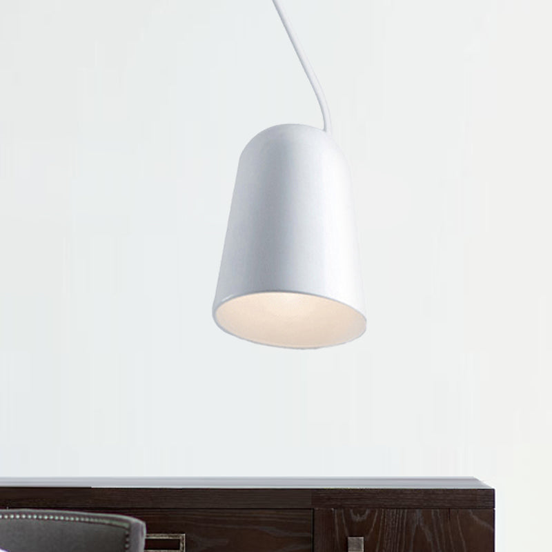 Modern 1-Light Dining Room Pendant with Metal Bell Shade - Black/White