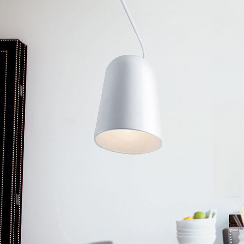 Modern 1-Light Dining Room Pendant with Metal Bell Shade - Black/White