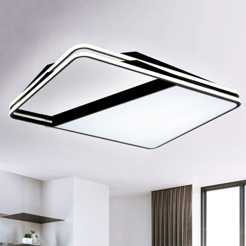 Modern Splicing Trapezoid Flush Ceiling Light - Metal LED Fixture in White/Warm Light, 23.5"/35.5" Wide