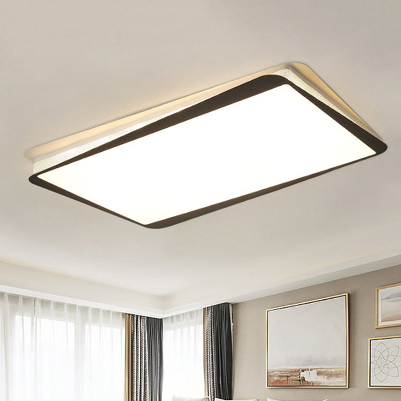 Simple LED Ceiling Flush Mount Light in White/Warm Light - Metal Rectangular Fixture