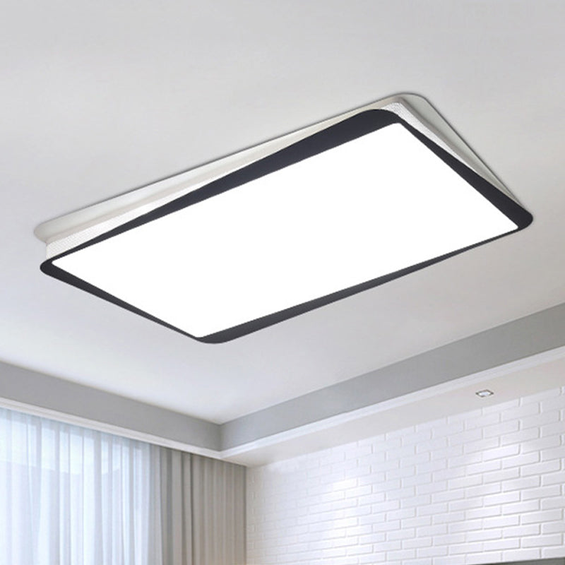 Simple LED Ceiling Flush Mount Light in White/Warm Light - Metal Rectangular Fixture