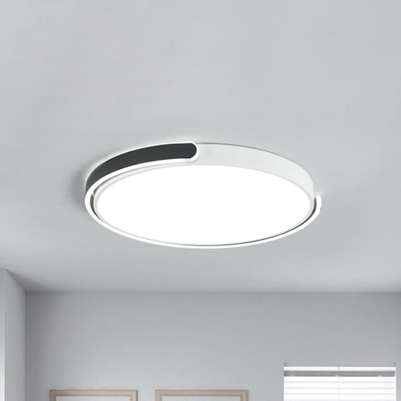 Modern Led Flush Ceiling Light With Acrylic Shade In Black/White/Champagne 15/19/23 Diameter -