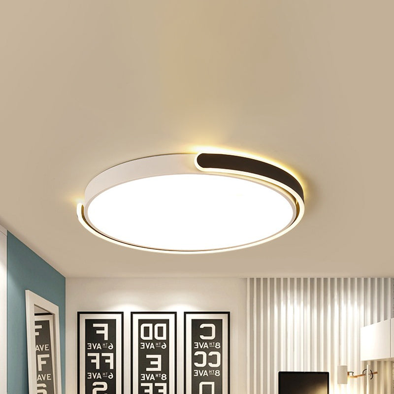 Modern LED Flush Ceiling Light with Acrylic Shade in Black/White/Champagne, 15"/19"/23" Diameter - Warm/White Bedroom Fixture