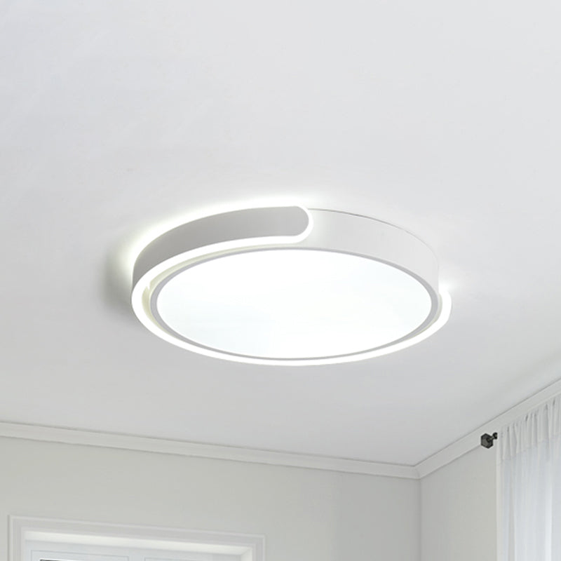 Modern LED Flush Ceiling Light with Acrylic Shade in Black/White/Champagne, 15"/19"/23" Diameter - Warm/White Bedroom Fixture