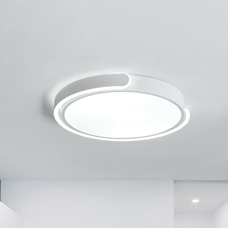 Modern LED Flush Ceiling Light with Acrylic Shade in Black/White/Champagne, 15"/19"/23" Diameter - Warm/White Bedroom Fixture
