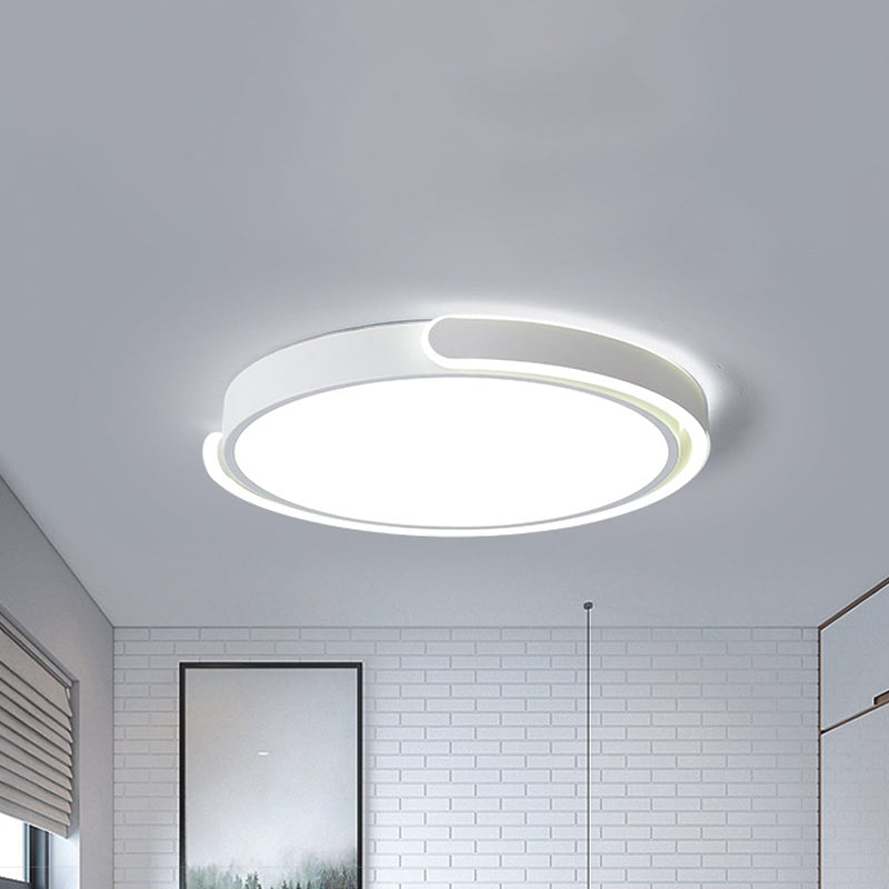 Modern LED Flush Ceiling Light with Acrylic Shade in Black/White/Champagne, 15"/19"/23" Diameter - Warm/White Bedroom Fixture