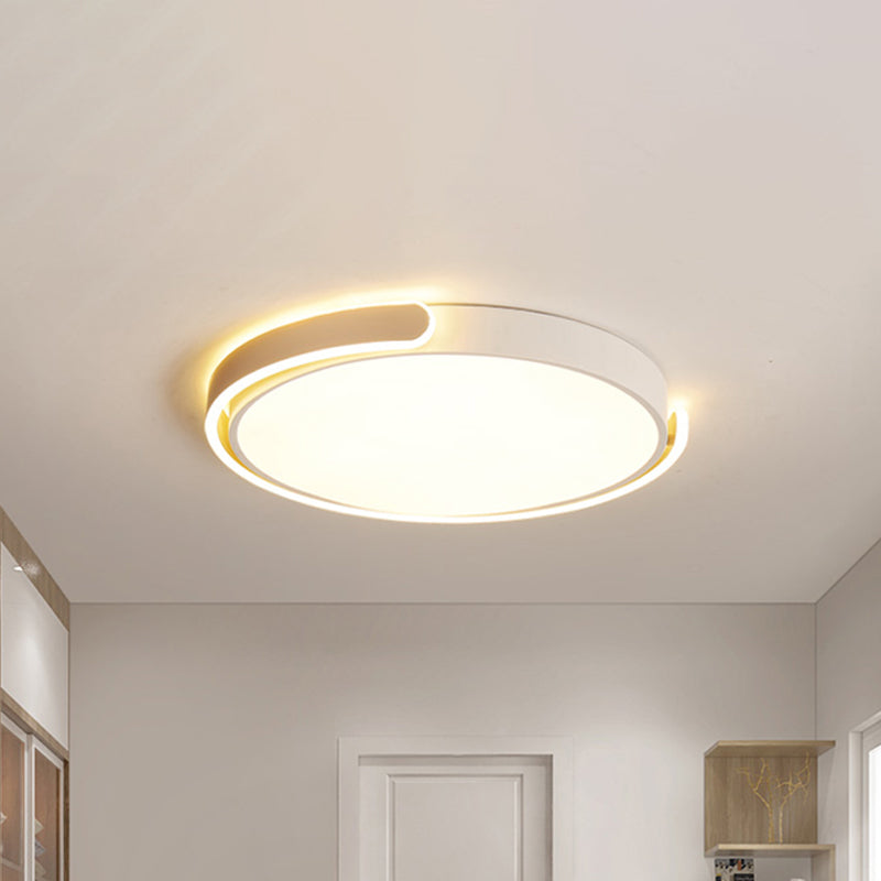 Modern LED Flush Ceiling Light with Acrylic Shade in Black/White/Champagne, 15"/19"/23" Diameter - Warm/White Bedroom Fixture