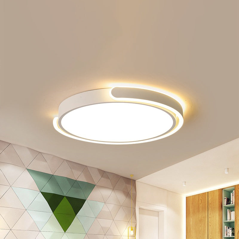 Modern LED Flush Ceiling Light with Acrylic Shade in Black/White/Champagne, 15"/19"/23" Diameter - Warm/White Bedroom Fixture