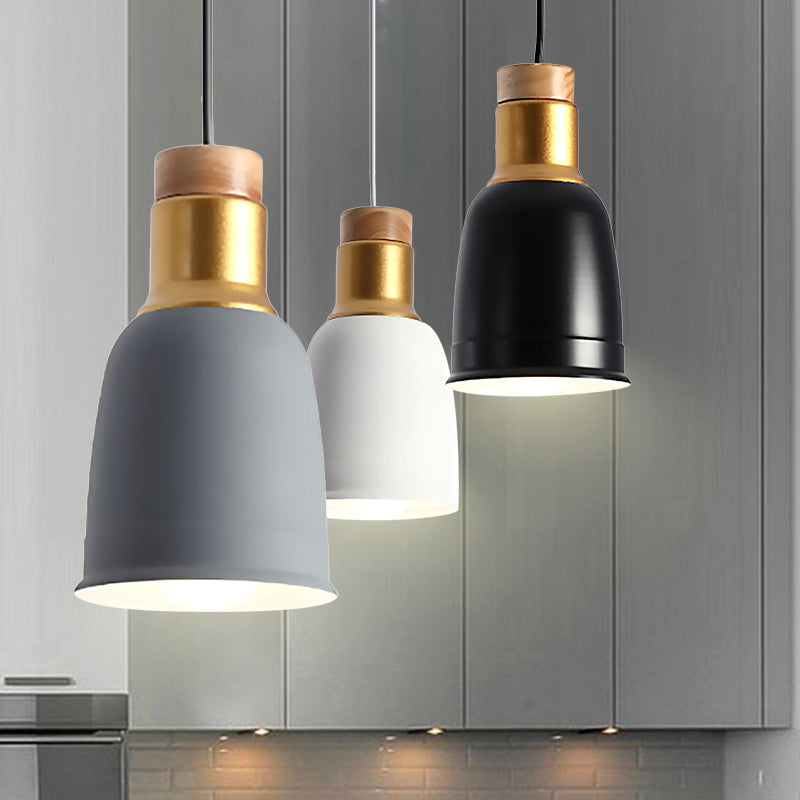 Nordic Metal Pendant Ceiling Light - Black/Grey/White with 1 Light