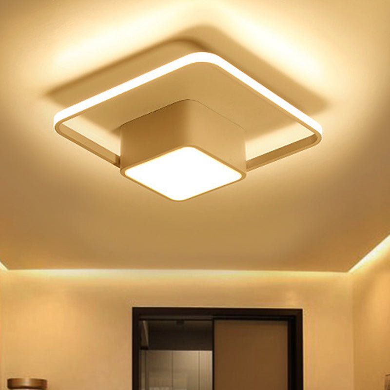 Modern LED Acrylic Ceiling Light - Square and Block Design - 18"/21.5"/25.5" Wide - Flush Mount - Warm/White/Natural Light