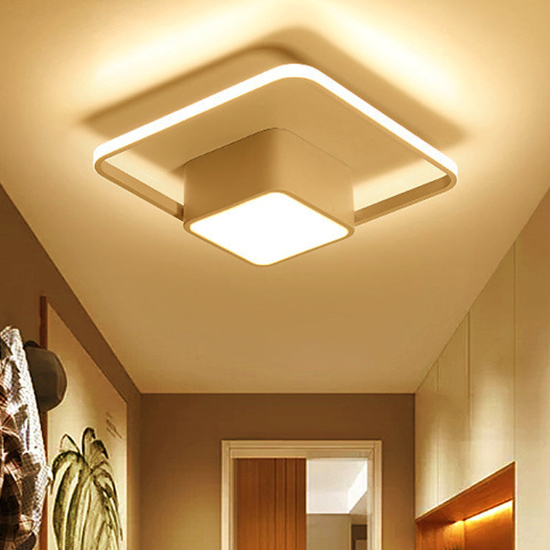 Modern LED Acrylic Ceiling Light - Square and Block Design - 18"/21.5"/25.5" Wide - Flush Mount - Warm/White/Natural Light