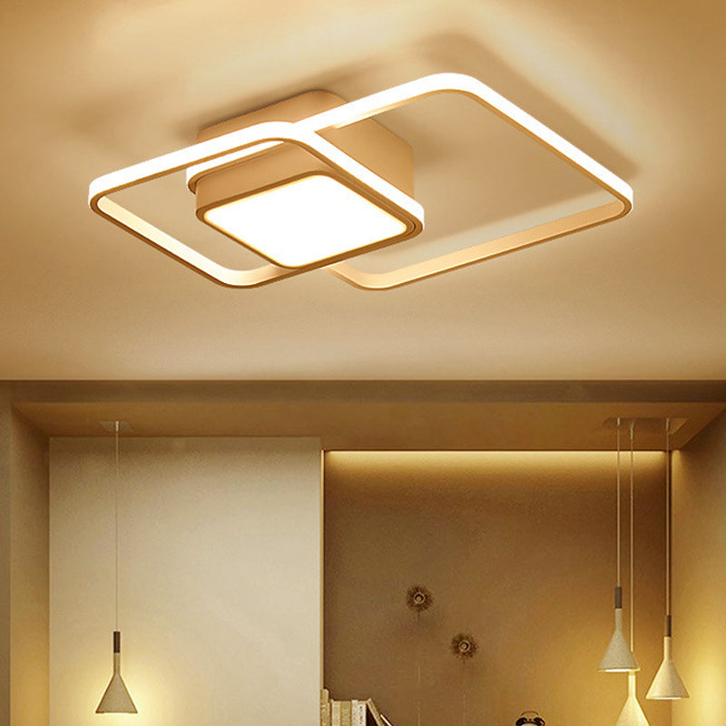 Modern LED Acrylic Ceiling Light - Square and Block Design - 18"/21.5"/25.5" Wide - Flush Mount - Warm/White/Natural Light