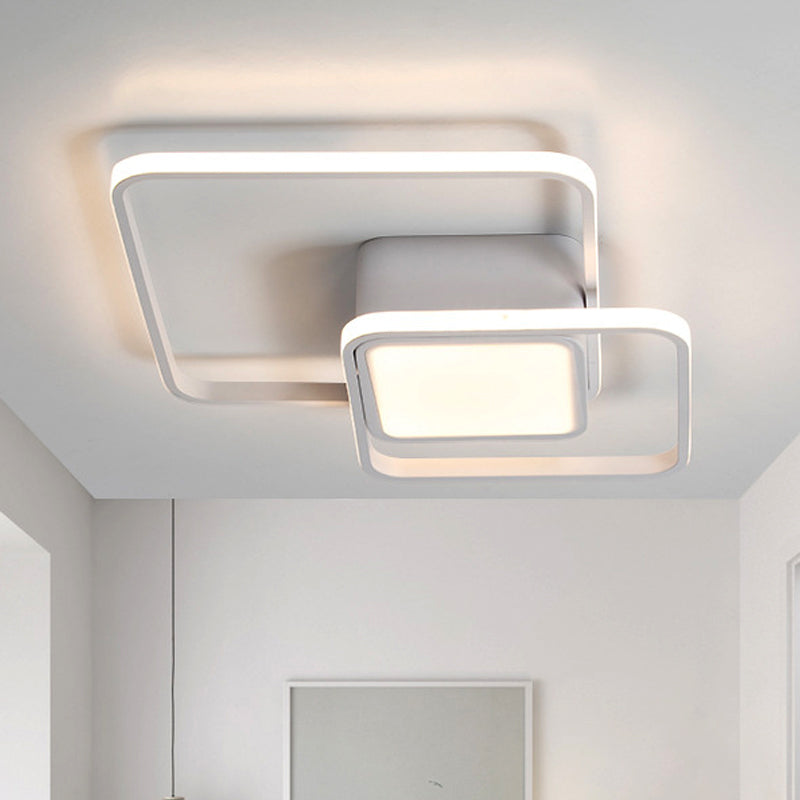 Modern LED Acrylic Ceiling Light - Square and Block Design - 18"/21.5"/25.5" Wide - Flush Mount - Warm/White/Natural Light