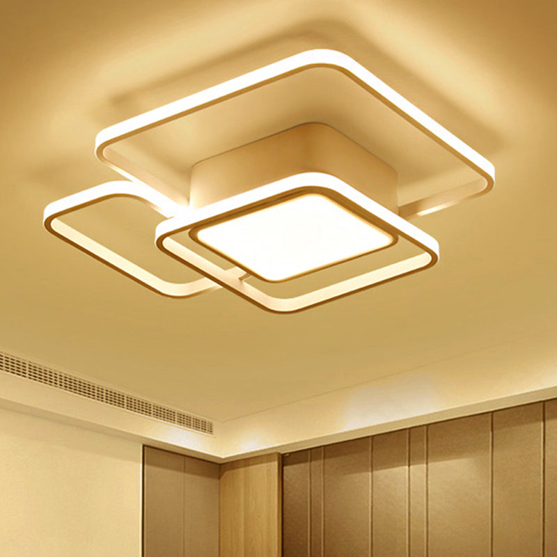 Modern LED Acrylic Ceiling Light - Square and Block Design - 18"/21.5"/25.5" Wide - Flush Mount - Warm/White/Natural Light
